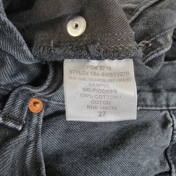 Redone High Rise Distressed Jean Washed Black Rip Size 27 - Picture 7 of 9